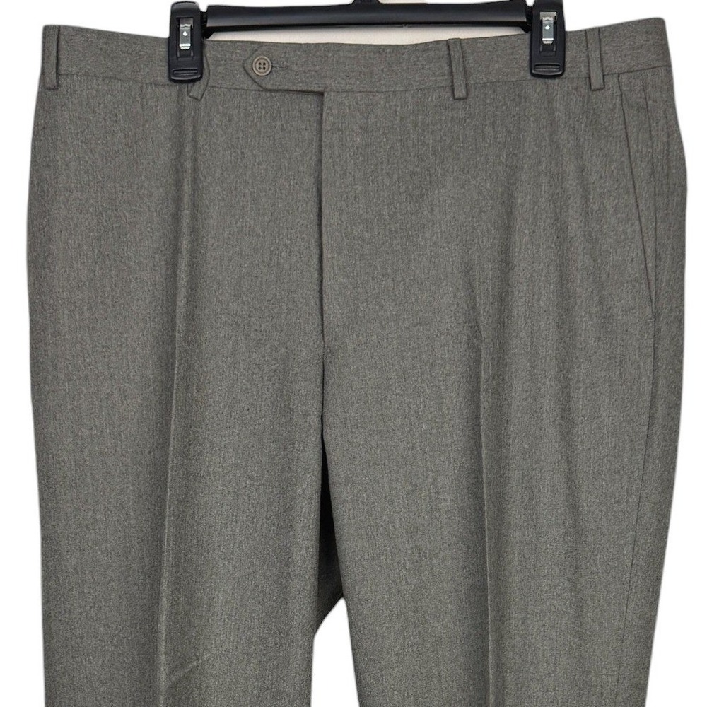 Canali Dress Pants Mens 37x32 100% Italian Wool Flat Front Trousers Woven Gray